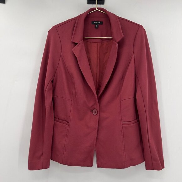 Torrid Women's Chelsea Studio Luxe Ponte Burgundy Blazer Size 00 - Picture 1 of 9